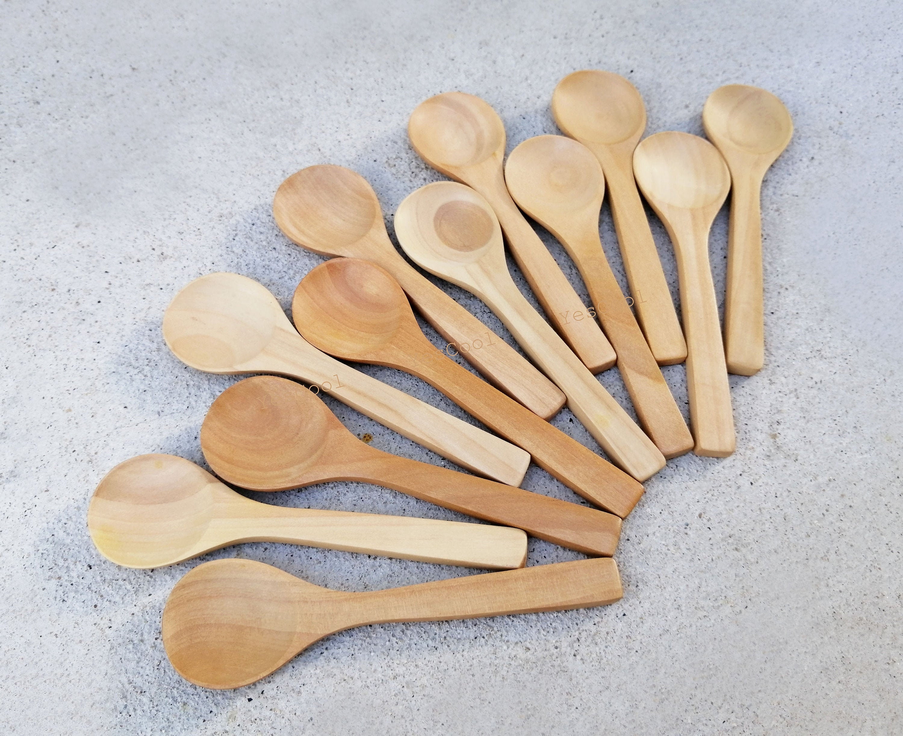 Mini Wooden Spoon Ice Cream Salt Sugar Dessert Spoons Wood Set Etsy