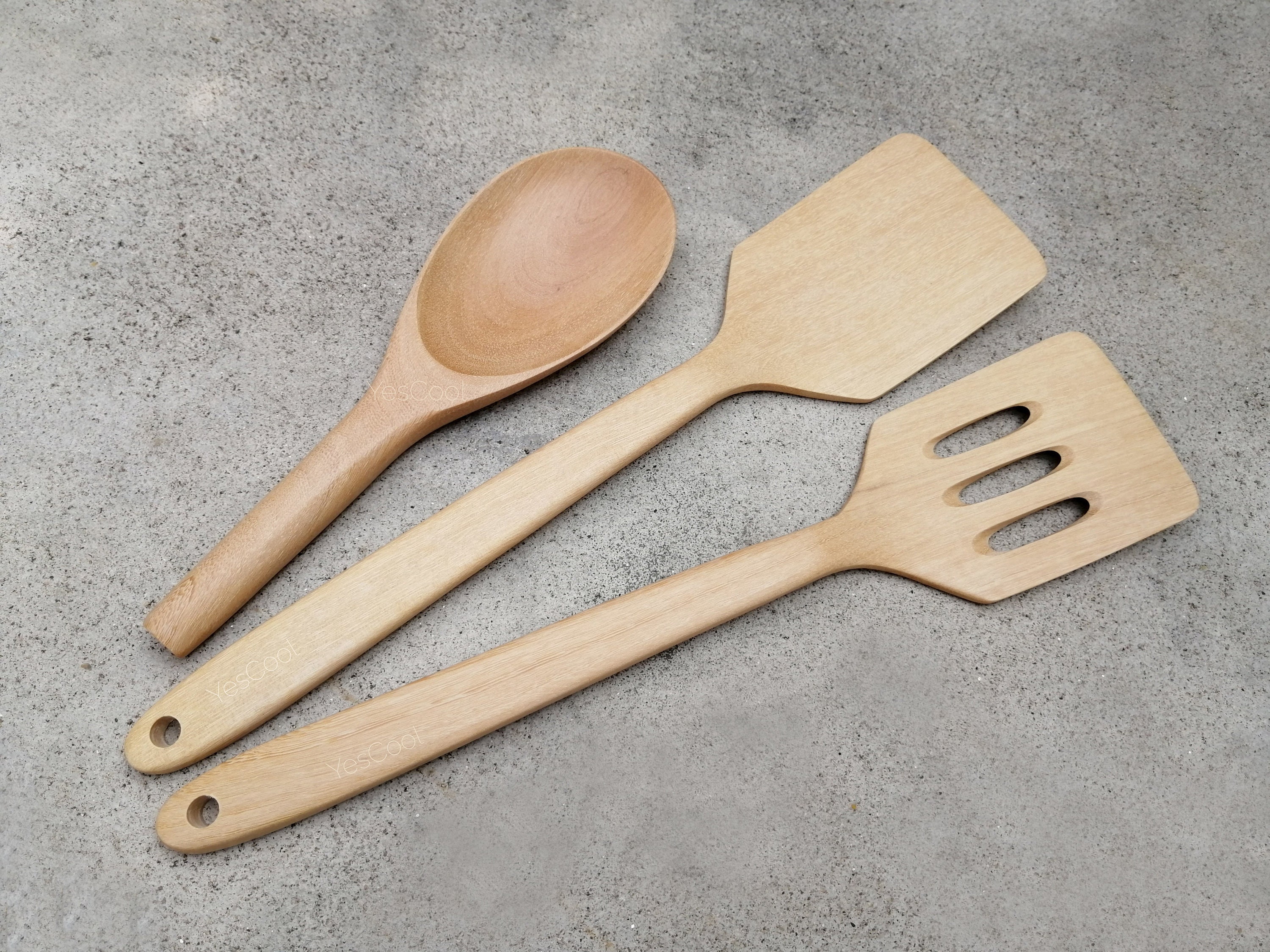 Wooden Cooking Fry Spatulas and Rice Spoon Set Etsy