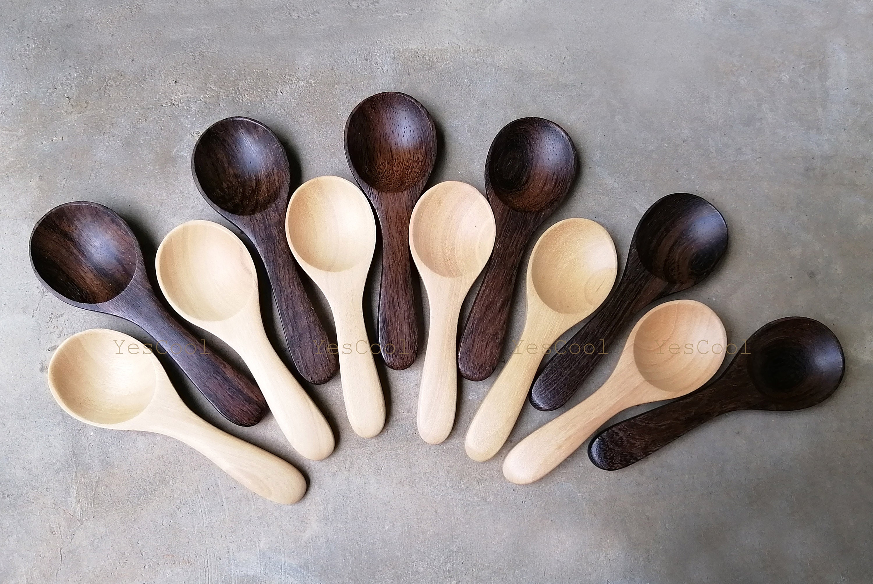 Mini Wooden Spoon Ice Cream Salt Sugar Spoons Wood Set of 12 Etsy