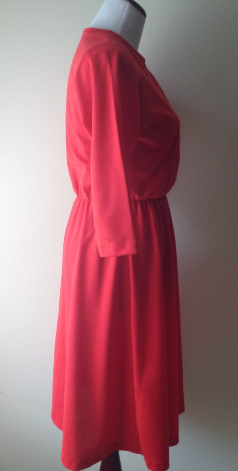 Vintage 80s Red Elastic Waist Circle Skirt Dress / Casual Knit - Etsy