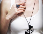 Long minimalist necklace with a modern geometrical style _ edgy abstract design _ Spring Summer