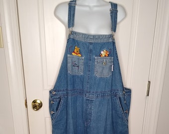 Vintage Disney Pooh Woman Bib Overalls Size 24 Bee Yourself Winnie the Pooh Tigger And Bees