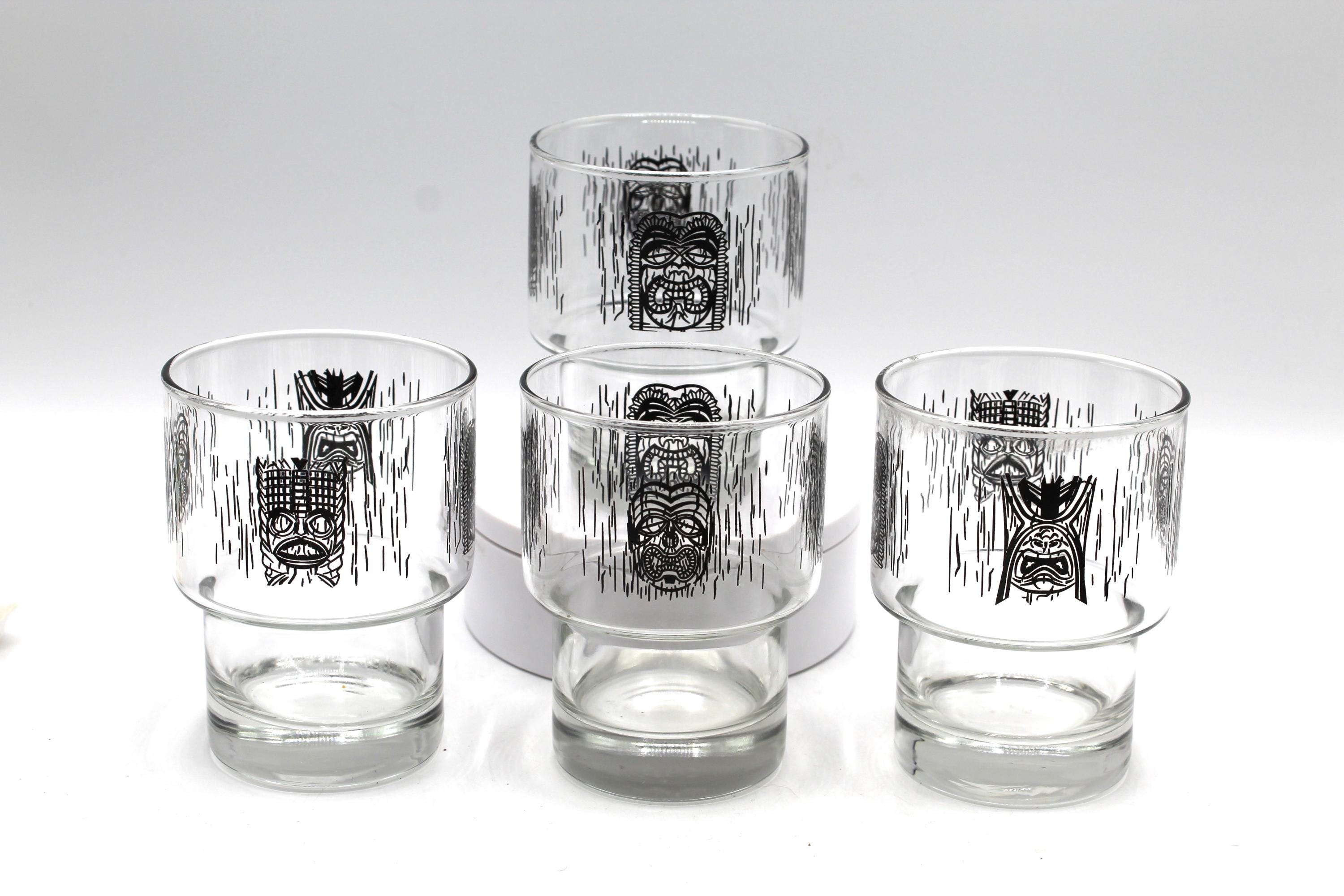 4 Vintage Luminarc Stacking Tiki Rocks Glasses - Etsy