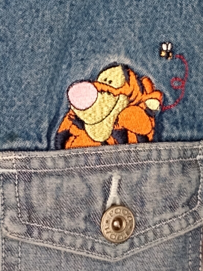 Vintage Disney Pooh Woman Bib Overalls Size 24 Bee Yourself Winnie the Pooh Tigger And Bees