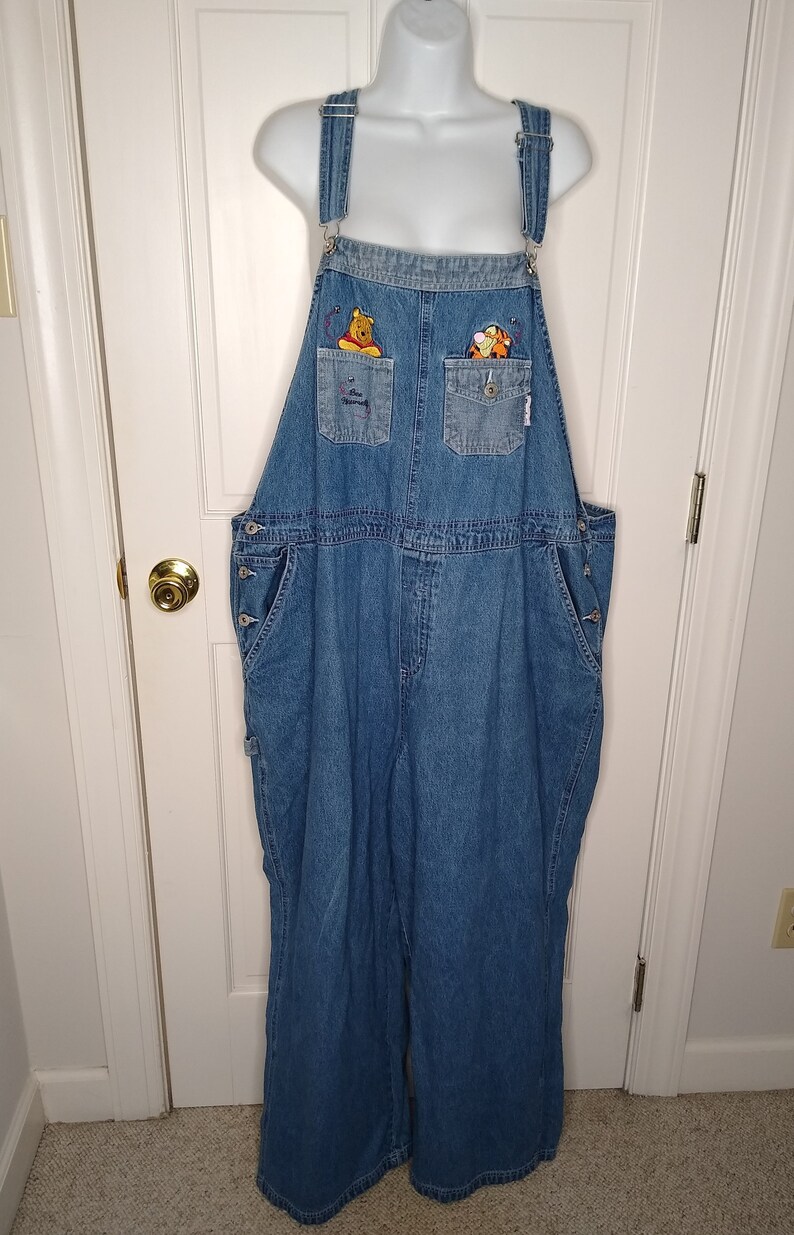 Vintage Disney Pooh Woman Bib Overalls Size 24 Bee Yourself Winnie the Pooh Tigger And Bees