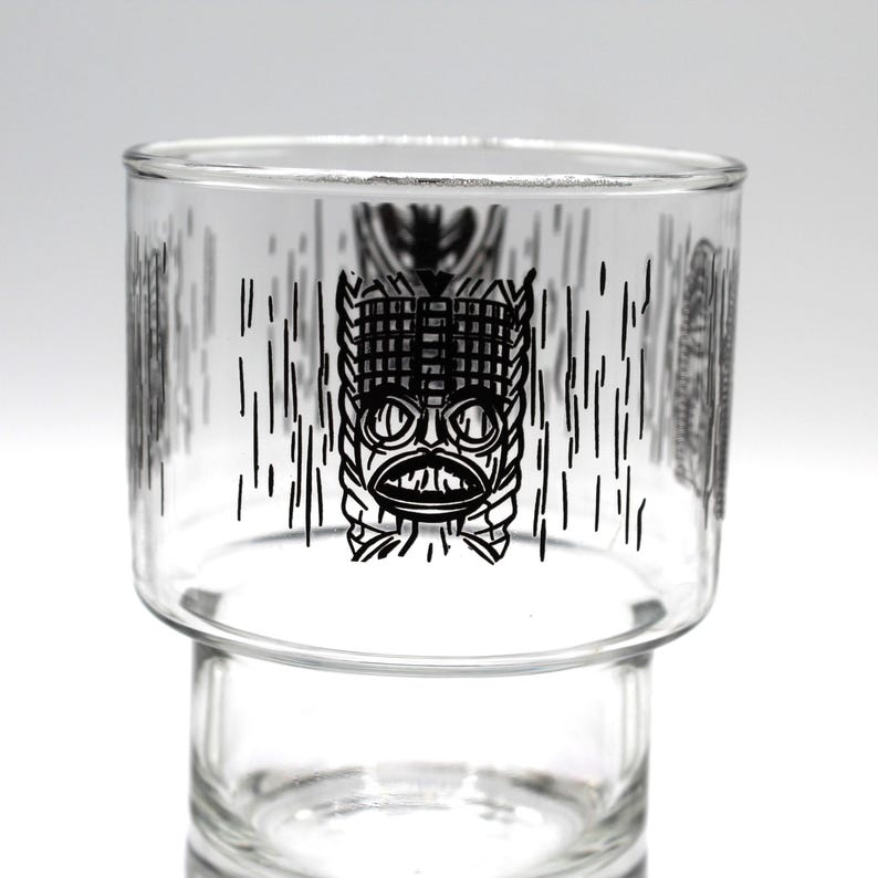 4 Vintage Luminarc Stacking Tiki Rocks Glasses - Etsy