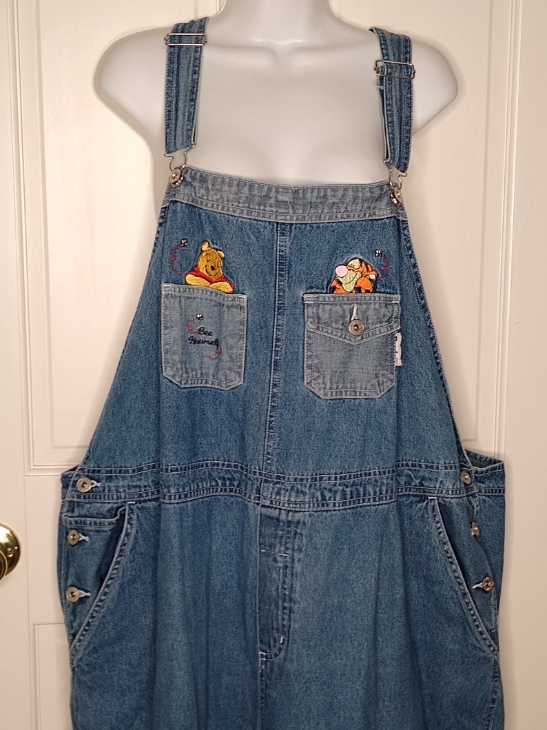 Vintage Disney Pooh Woman Bib Overalls Size 24 Bee Yourself Winnie the Pooh Tigger And Bees