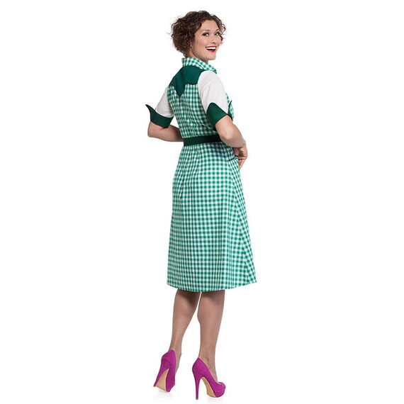 green emerald velvet dress Josie shift dress in kelly green gingham – Elizabeth Wilson Designs