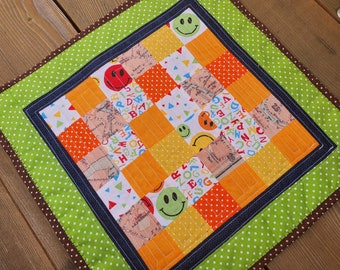 Quilted patchwork middly as table topper - colorful, cheerful, fresh - READY sewn for shipping