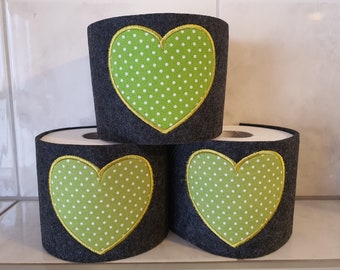 Toilet paper banderole made of felt for toilet paper with "heart application" in your desired color