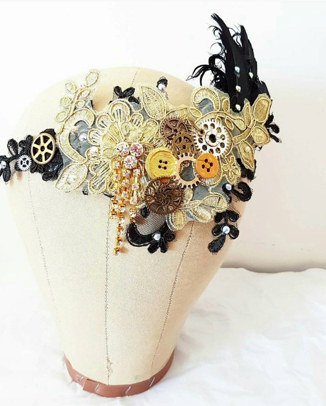 Lace Hair Accessory, Hair Vine,gold, Crystal Piece, Accessories