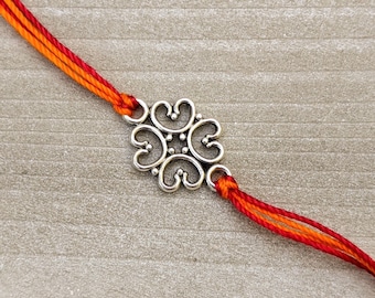 Red Orange & Silver Rakhi Bracelet | Raksha Bandhan 2025 | Red Orange Silver Rakhi For Brother | Triya Designs