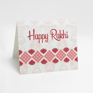 Blank Happy Rakhi Blank Card | Indian Patterned Simple Raksha Bandhan Card | Mini or Standard Sized