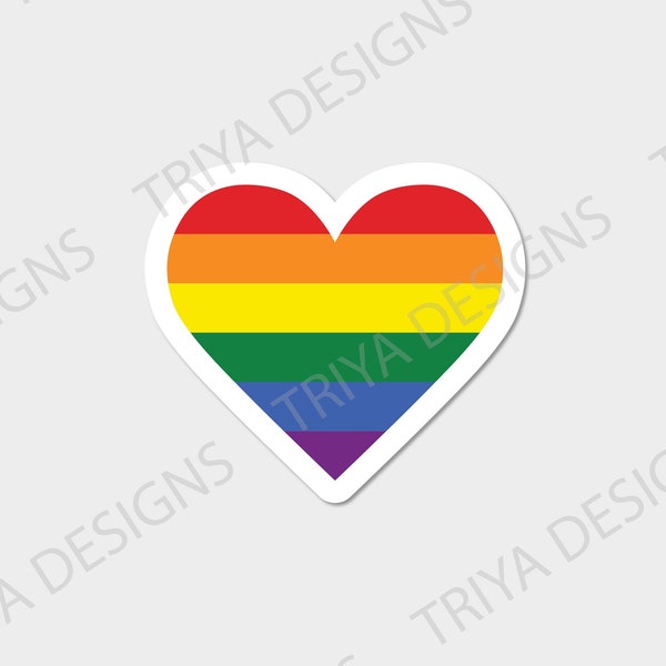 Rainbow Heart Sticker | Gay Pride Sticker, Rainbow Love Sticker for Laptop, Water Bottle, Bumper Sticker, Journal | Waterproof Vinyl