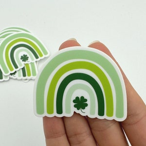 Rainbow With Clover Sticker | Hand Drawn, St. Patrick's Day, Shamrock Rainbow Sticker for Laptop, Water Bottle, Planner | Waterproof Vinyl