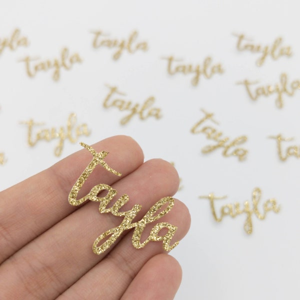 Custom Name Confetti | Personalized Text Party Decorations, Party Favors, Hand Lettered Cursive Text, Birthday Decor