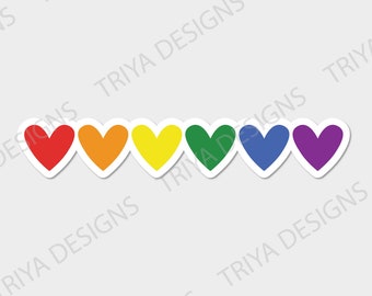 Rainbow Hearts Sticker | Gay Pride Sticker, Rainbow Love Sticker for Laptop, Water Bottle, Bumper Sticker, Journal | Waterproof Vinyl