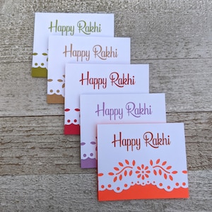Carte vierge de Rakhi heureux | Lot de 5 | Options de tailles multiples | Mini 3 x 2,5 pouces ou Standard 4,25 x 5,5 pouces