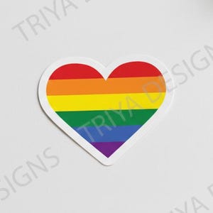 Rainbow Heart Sticker | Gay Pride Sticker, Rainbow Love Sticker for Laptop, Water Bottle, Bumper Sticker, Journal | Waterproof Vinyl