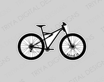 Pegatina de bicicleta de montaña "Envíalo" / Ciclismo de montaña, regalo deportivo, pegatina de bicicleta para portátil, botella de agua, diario, agenda / Vinilo impermeable