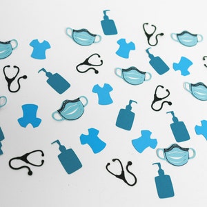 Nurse Confetti | Doctor, Medical, Nurse Party Decorations | Stethoscope, Scrubs, Face Mask, Syringe Confetti | Set of 32