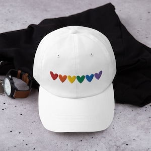Rainbow Pride Hearts | Pride Dad Hat, Baseball Cap, LGBT Ball Cap, Pride Month, Ally Hat
