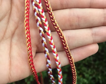 Braided Rakhi Bracelets - Red, Gold, White | Rakhis for Raksha Bandhan | Burgundy, Red, Gold, White Braids