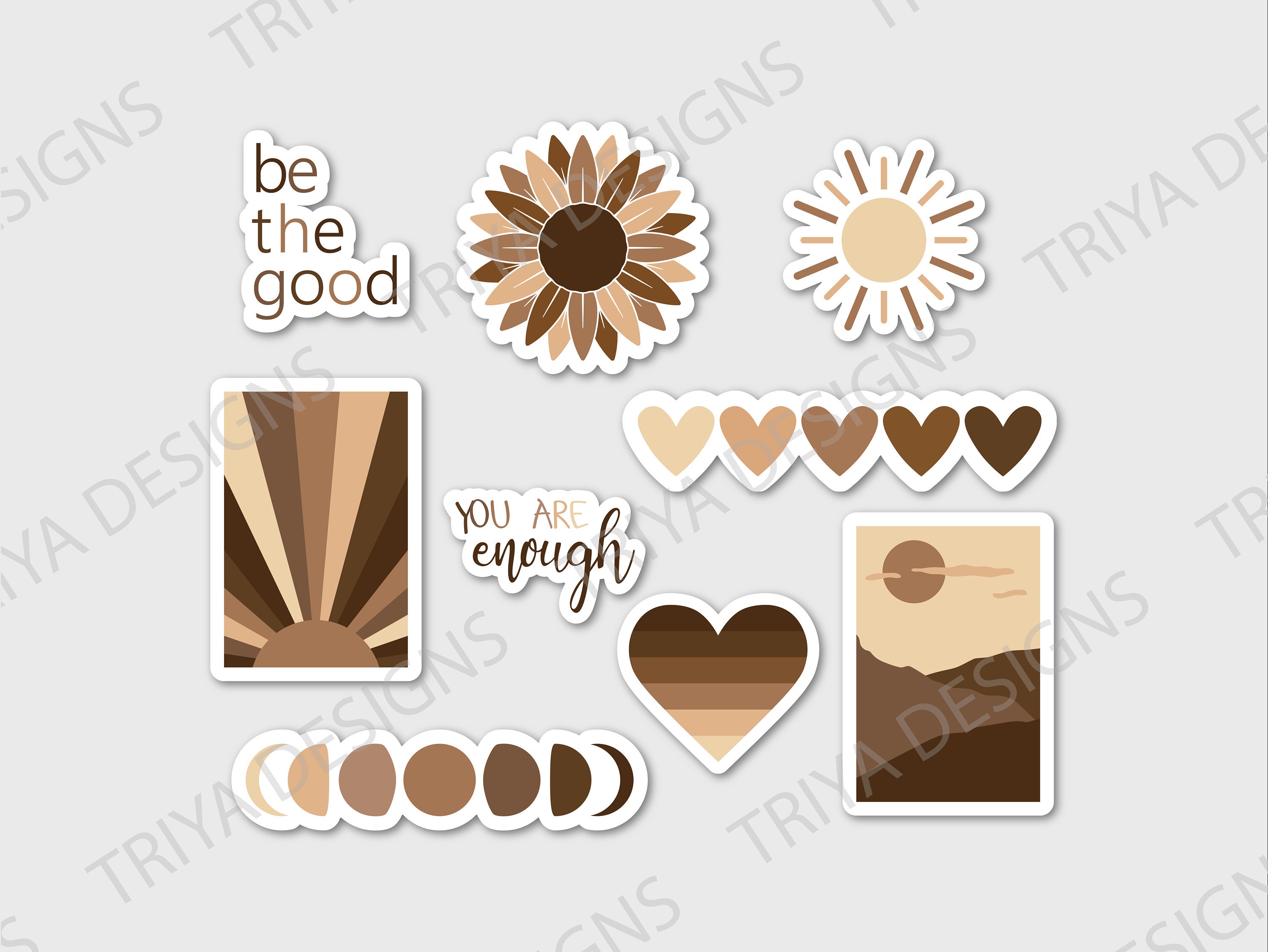 Brown Stickers, Nude Stickers, Makeup Stickers, Girly Beige Stickers,  Bronzey Planner Stickers, Journaling Stickers, Scrapbook Stickers