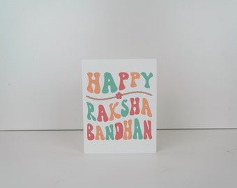 Happy Raksha Bandhan Card | Groovy, Retro, Card for Brother, Sibling Raksha Bandhan Card | 4.25x5.5 Inches