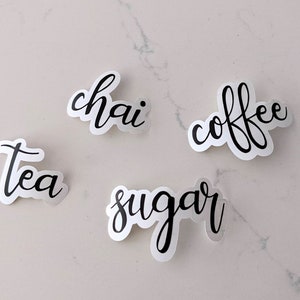 Kitchen Labels | Coffee, Tea, Sugar, Chai Label Stickers | Vinyl Decal Kitchen Stickers | Containers NOT Included