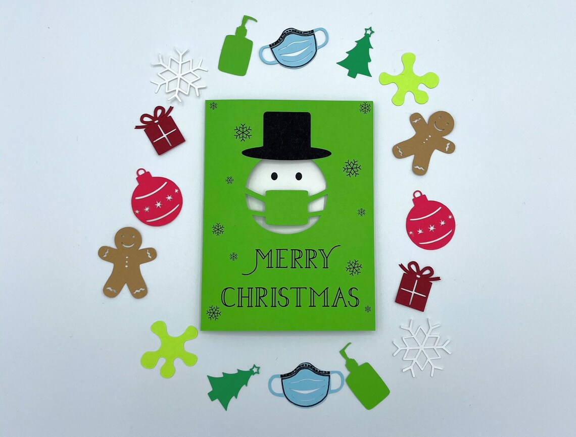 Merry Christmas Mini Quarantine Holiday Snowman Card Etsy
