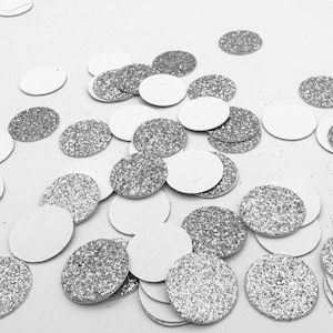 Glitter & White Circle Confetti | Round Glitter Confetti | Party Decorations, Table Confetti