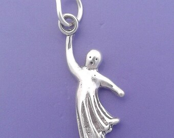 lp3596 .925 Sterling Silver 3-D WITCH BROOM Halloween Broomstick Charm Pendant