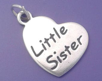 LITTLE SISTER HEART Charm .925 Sterling Silver Pendant - lp3107