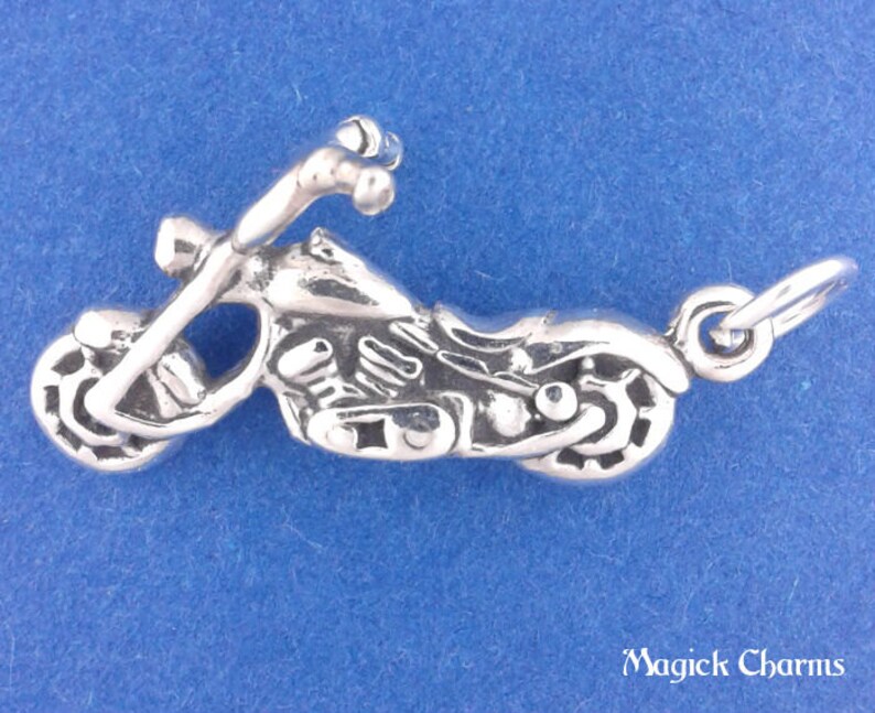 MOTORCYCLE charm Bike biker Pendant Sterling Silver solid 925 3D