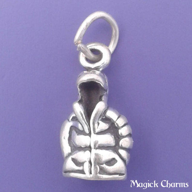 Winter Snow Ski Mitten 3D .925 Solid Sterling Silver Charm MADE IN USA