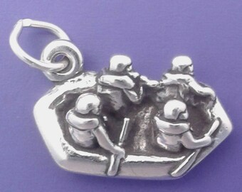 WHITE WATER Raft Charm .925 Sterling Silver Whitewater Rafting Pendant - lp1596