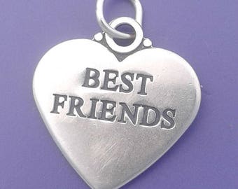 BEST FRIENDS HEART Charm .925 Sterling Silver Pendant - lp3345