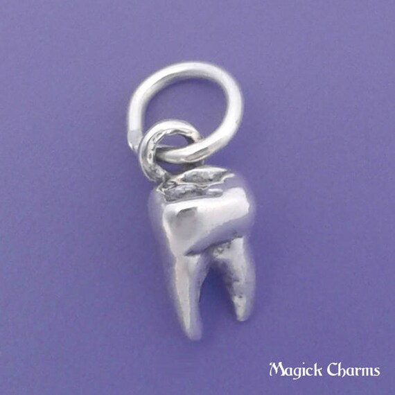 925 Sterling Silver Simple Solid DentistS Dental Molar Tooth Pendant Charm