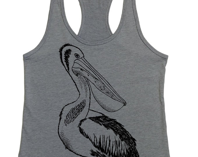 Tank Tops for Women -  Pelican Tank -  Graphic Tanks for Woman - Loose Fit - Animal Tank - Womans Racerback Tank - Flowy Tanks - Nautical