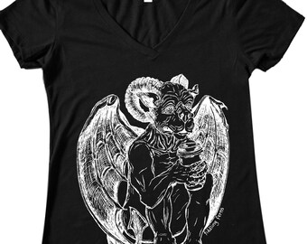 Gargoyle TShirts for Woman - Gothic Clothing - Steampunk Clothing Coffee Tshirt - Graphic Tshirts for Women - Hipster Clothing - Punk Style