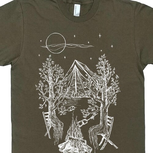 Mens Camping T Shirt Man Tee Shirt Trees Tshirt Forest Etsy Canada
