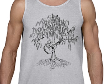 Mens Tank Tops Muscle Workout Gift for Guitar Player Boyfriend Gifts Willow Tree of Life Music Teacher Gift