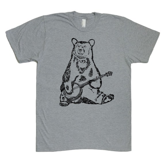 Mens T Shirt Banjo Bear T Shirt Animal Tee Graphic T | Etsy