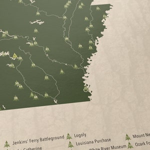 ARKANSAS PARKS, National and State Park Map, Fine Art Photographic Print for the home decor. image 2