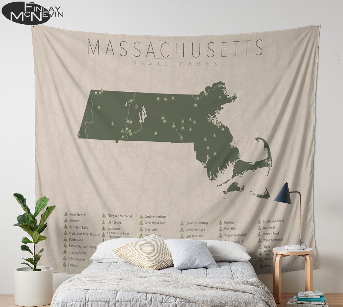 MASSACHUSETTS PARKS TAPESTRY State Park Map Wall Tapestry  Etsy UK