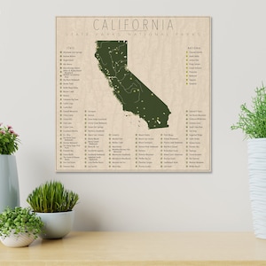 CALIFORNIA PARKS, National and State Park Map, Fine Art Photographic Print for the home decor. image 4