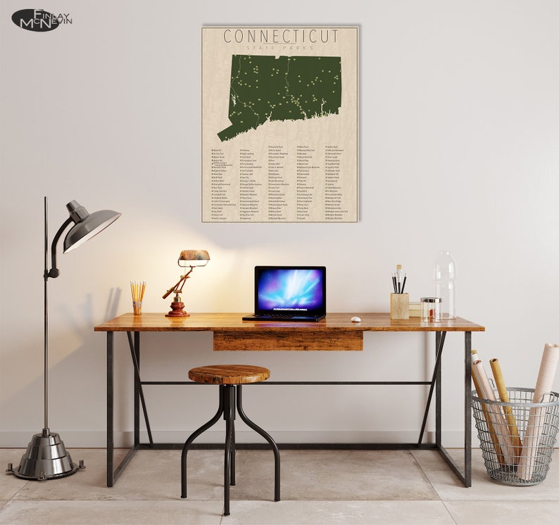 CONNECTICUT PARKS, State Park Map, Fine Art Photographic Print for the home decor. afbeelding 5