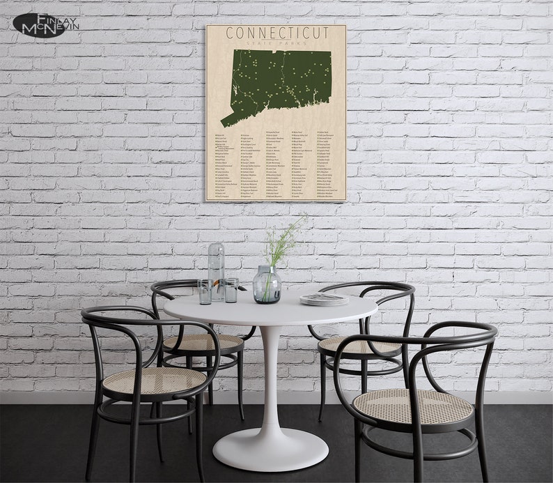 CONNECTICUT PARKS, State Park Map, Fine Art Photographic Print for the home decor. afbeelding 4