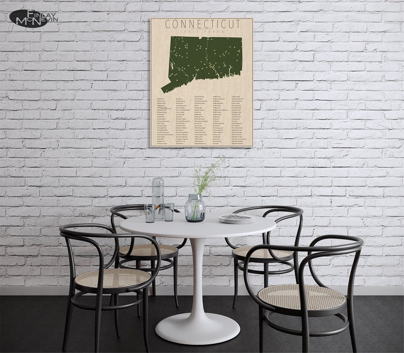 CONNECTICUT PARKS, State Park Map, Fine Art Photographic Print for the home decor. image 4